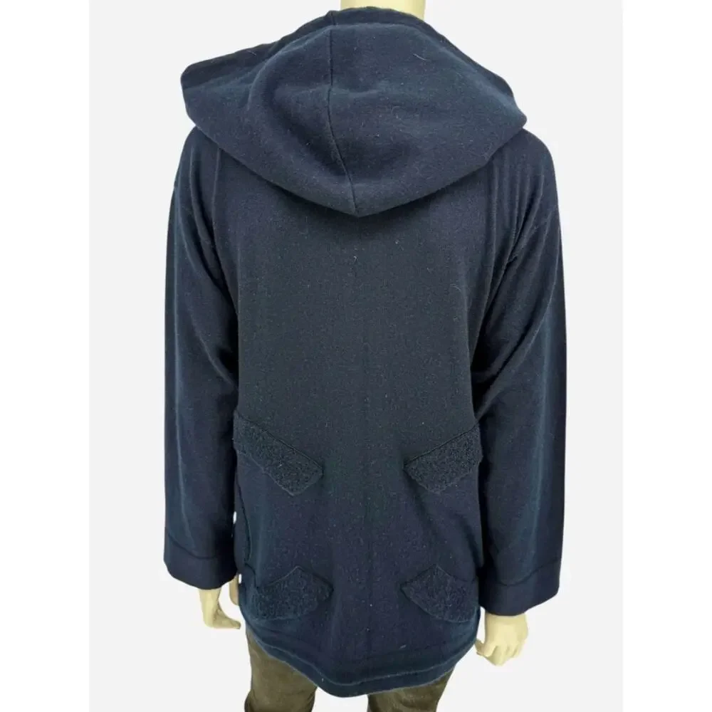 Chanel Navy Blue Cashmere Hoodie with Silver Hardware – Size 36